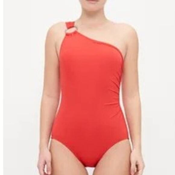 MICHAEL Michael Kors Women's Sea Coral One-Shoulder One Piece Swimsuit Size 8 - Picture 2 of 13